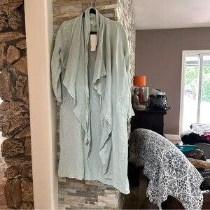 Young Fabulous & Broke Gray Trench Coat with Waterfall Collar